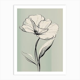Gladioli Line Art Flowers Illustration Neutral 3 Art Print