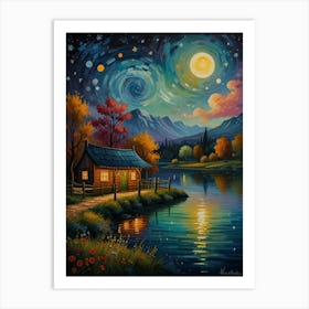 Night By The Lake 1 Art Print