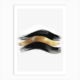 Gold And Black Brush Strokes Canvas Print Art Print