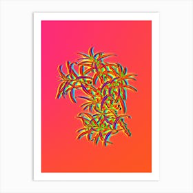 Neon Common Sea Buckthorn Botanical in Hot Pink and Electric Blue n.0230 Art Print