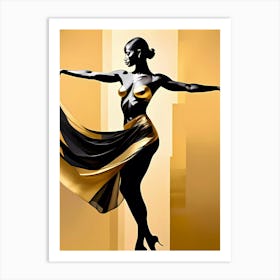 Dancer In Gold And Black Art Print