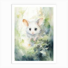 Light Watercolor Painting Of A Hidden Possum 3 Art Print