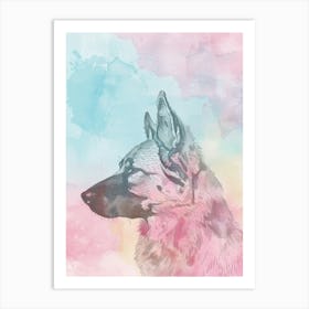 Pastel Belgian Sheepdog Line Illustration 2 Art Print