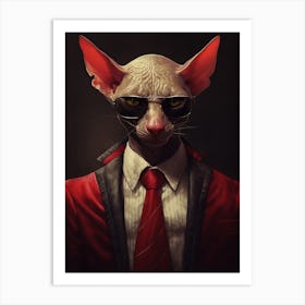 Gangster Cat Peterbald Art Print