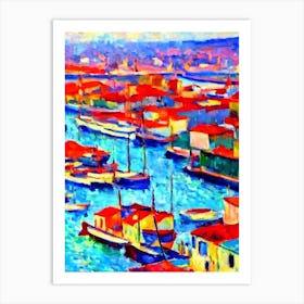 Port Of Izmir Turkey Brushwork Painting harbour Art Print