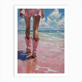 Cowgirl On The Beach 1 Art Print