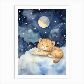 Baby Lion Cub 1 Sleeping In The Clouds Art Print