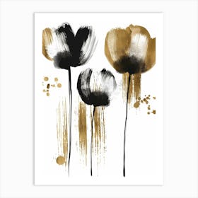 Black And Gold Poppies Art Print