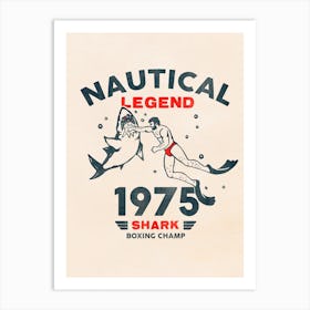 Nautical Legend Shark Punch Art Art Print