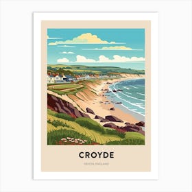 Devon Vintage Travel Poster Croyde 2 Art Print