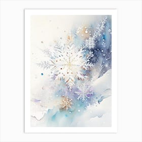 Needle, Snowflakes, Storybook Watercolours 3 Art Print