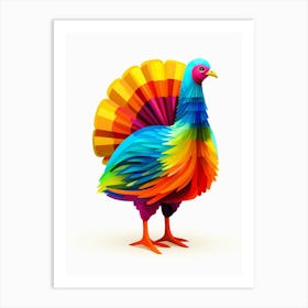 Colourful Geometric Bird Turkey 3 Art Print