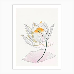 Lotus Flower In Garden Abstract Line Drawing 5 Art Print