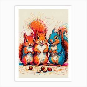 Three Squirrels Art Print