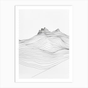 Mount Rainier Usa Line Drawing 3 Art Print