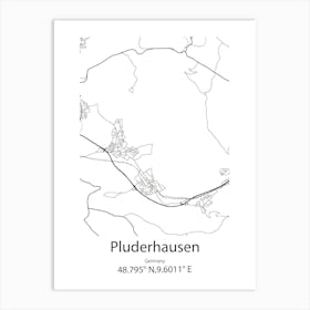 Pluderhausen,Germany Minimalist Map Art Print