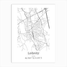 Leibnitz,Austria Minimalist Map Art Print