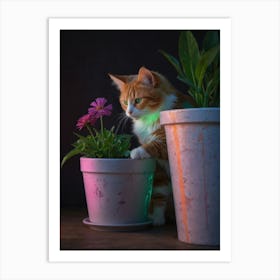 Cat In Pots Art Print