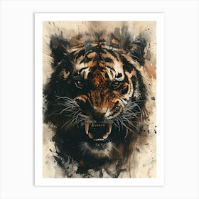 Badass Angry Tiger Ink Painting 16 Art Print