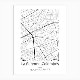 La Garenne Colombes,France Minimalist Map Art Print