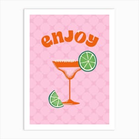 Enjoy Margarita Modern Pink Cocktail Art Print Art Print