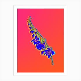 Neon Giant Cabuya Botanical in Hot Pink and Electric Blue Art Print