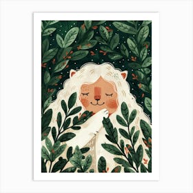 Cute Cat In The Forest Art Print