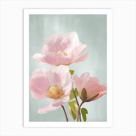 Magnolia Flowers Acrylic Painting In Pastel Colours 3 Art Print