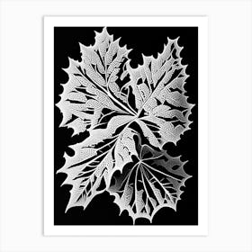 Grape Leaf Linocut Art Print