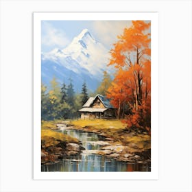 Cabin By The Stream Art Print