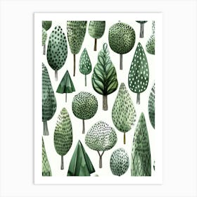 Green Trees Seamless Pattern Art Print