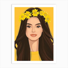 Portrait Of A Girl With Flowers 1 Art Print