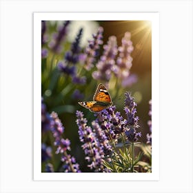 Butterfly On Lavender Flowers 3 Art Print