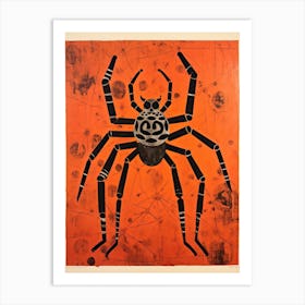 Spider, Woodblock Animal  Drawing 3 Art Print