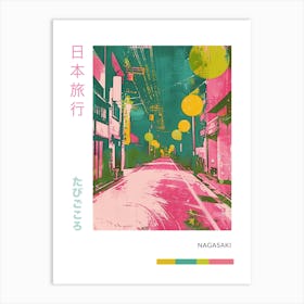 Nagasaki Japan Retro Duotone Silkscreen Poster 1 Art Print