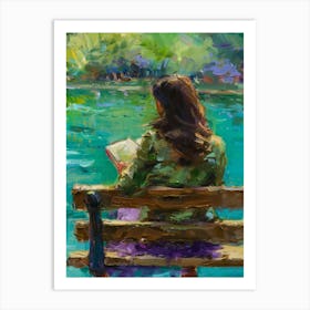 Reading By The Lake 1 Art Print