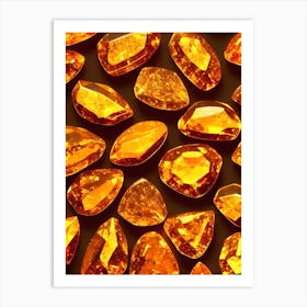 Amber Gems On Golden Background With 4k Effect Art Print