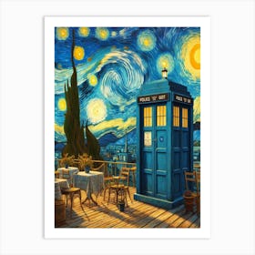 Tardis On The Terrace At Arles - Van Gogh inspired Art Print 4 Art Print