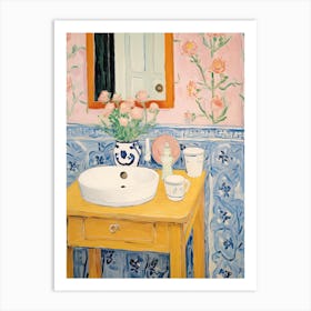 Bathroom Vanity Painting With A Forget Me Not Bouquet 2 Art Print