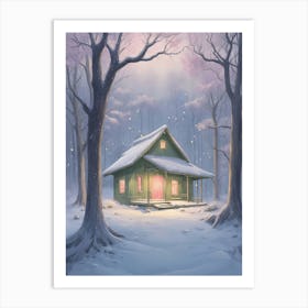 Winter Cabin In The Woods Art Print