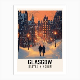 Winter Night Travel Poster Glasgow United Kingdom Art Print