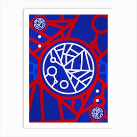 Geometric Abstract Glyph in White on Red and Blue Array n.0038 Art Print