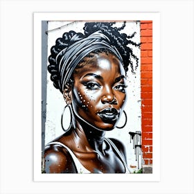 Graffiti Mural Of Beautiful Black Woman 324 Art Print