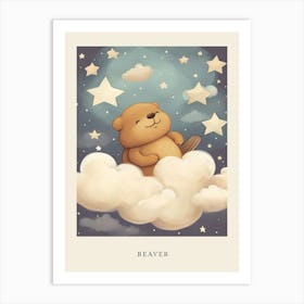 Sleeping Baby Beaver 2 Nursery Poster Art Print