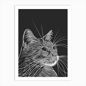 Manx Cat Minimalist Illustration 2 Art Print