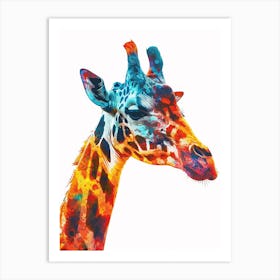 Giraffe Colourful Watercolour Face Portrait 3 Art Print