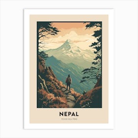 Poon Hill Trek Nepal 1 Vintage Hiking Travel Poster Art Print