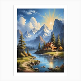 Cabin In The Mountains 3 Art Print