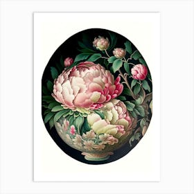 Bowl Of Beauty Peonies Vintage Botanical Art Print