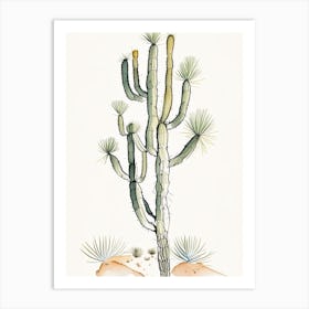 Joshua Tree Pattern Minimilist Watercolour  Art Print